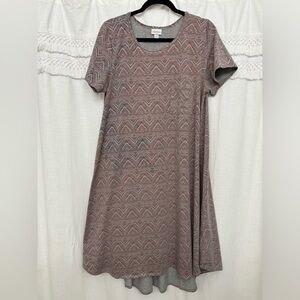 LuLaRoe Gray/Rust Geometric Midi Dress with Pocket
